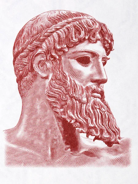 Zeusz Egy Portré Görög Pénzből — Stock Fotó