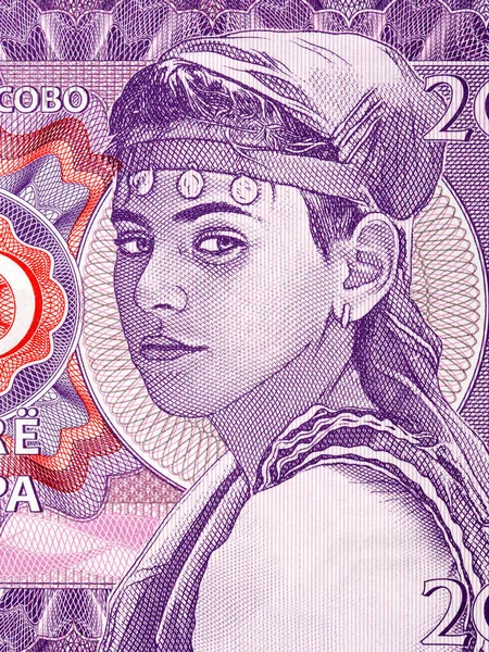 Προσωπογραφία Κοριτσιού Γιουγκοσλαβική Εθνική Ενδυμασία Από Σερβικά Χρήματα — Φωτογραφία Αρχείου