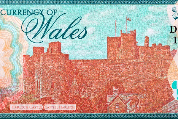 Harlech Castle Aus Walisischem Geld Pfund — Stockfoto