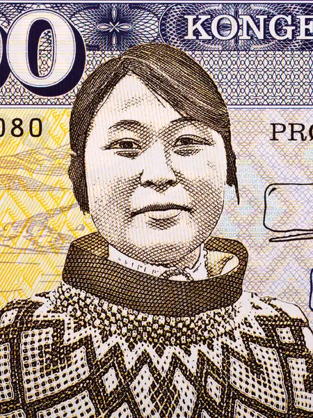 Grönland Eskimå Ett Porträtt Pengar Kroner — Stockfoto