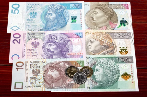 Polské Peníze Zlotý Mince Bankovky — Stock fotografie