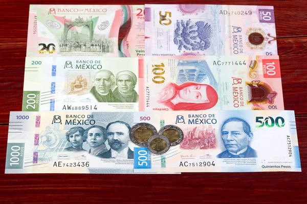 Moeda Mexicana Peso Moedas Notas — Fotografia de Stock