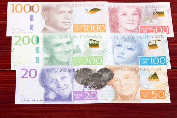 瑞典货币 硬币和钞票 — 图库照片