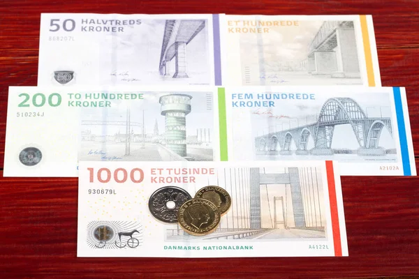 Danska Pengar Kronor Mynt Och Sedlar — Stockfoto