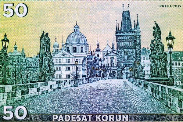 Πράγα Άποψη Της Πόλης Από Τσεχικά Χρήματα — Φωτογραφία Αρχείου