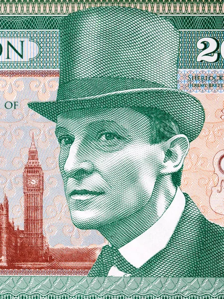 Sherlock Holmes Portrait English Money Pounds — Stock Photo, Image