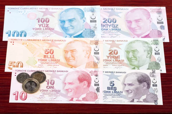 Турецкие Деньги Лира Монеты Банкноты — стоковое фото