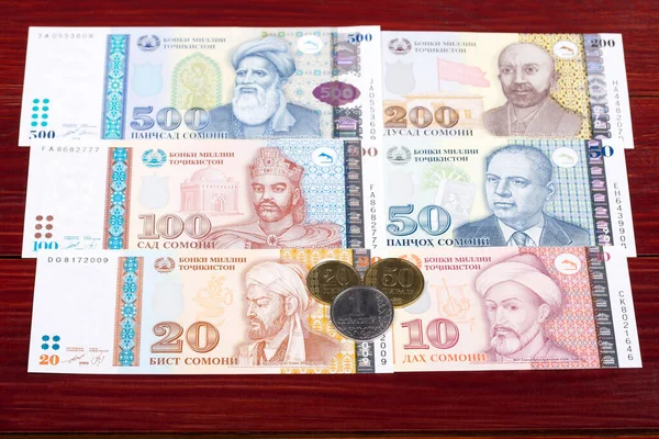 タジキスタンのお金 ソモニ コインと銀行券 — ストック写真