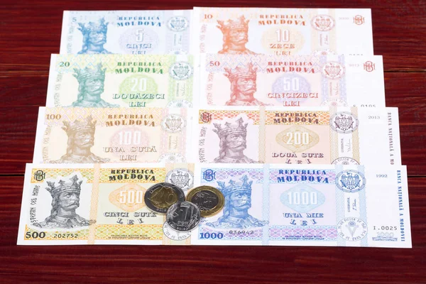Moldovan Money Λέου Κέρματα Και Χαρτονομίσματα — Φωτογραφία Αρχείου