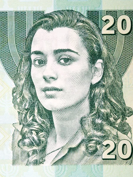 Ziva David用以色列钱做的肖像 — 图库照片