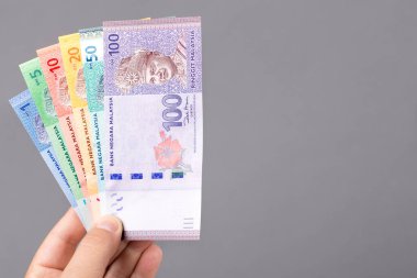 Malezya parası - Gri arkaplanda ringgit