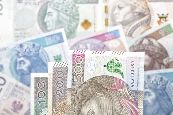 Polské Peníze Obchodní Zázemí — Stock fotografie