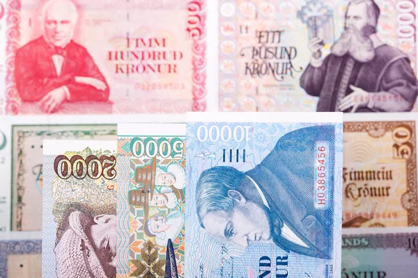Ijslands Geld Kroon Een Zakelijke Achtergrond — Stockfoto