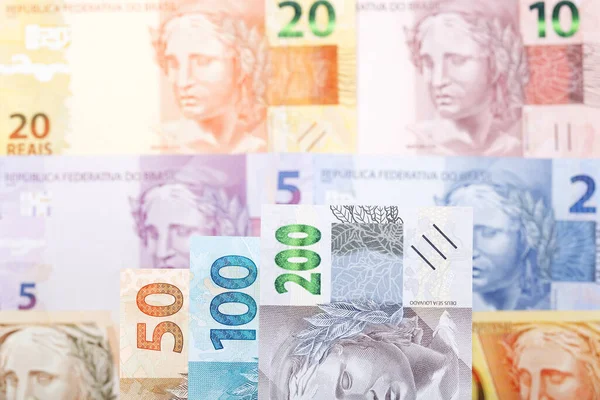 Brasilianisches Geld Ein Echter Geschäftlicher Hintergrund Stockbild