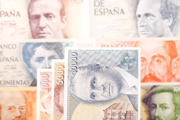 Spanisches Geld Peseta Als Geschäftlicher Hintergrund Stockfoto