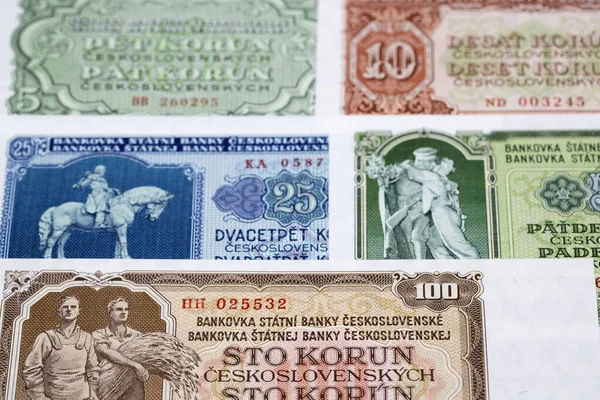 Oud Tsjechoslowaaks Geld Koruna Een Zakelijke Achtergrond Rechtenvrije Stockfoto's