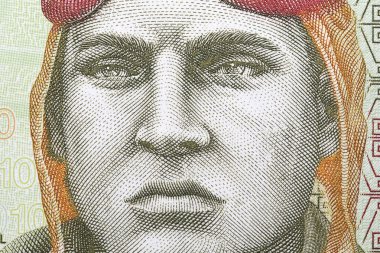 Jose Quinones Gonzales a closeup portrait from Peruvian money - sol clipart