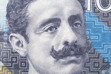Pedro Paulet a closeup portrait from Peruvian money - Sol clipart