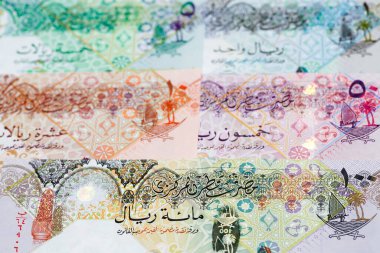 Qatari money - riyal a business background clipart