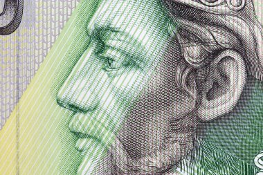 Prens Pribina Slovak parasından yakın plan bir portre - koruna