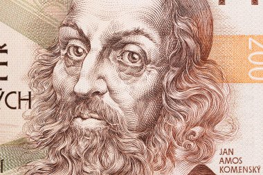 John Amos Comenius Çek parasından yakın plan bir portre - koruna