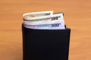 Honduras parası - siyah cüzdanda lempira