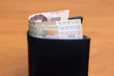 Eski Venezuela parası - siyah cüzdanda Bolivar