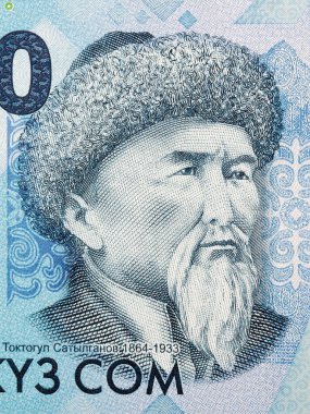 Toktogul Satylganov a portrait from Kyrgyz money - som clipart