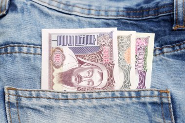 Moğol parası - kot pantolonun cebinde tugrik