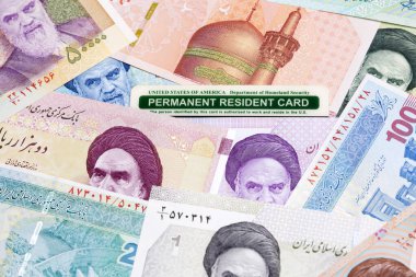İran parası üzerinde Amerikan daimi oturma kartı - Riel