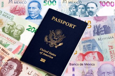 Meksika parasıyla Amerikan pasaportu - peso