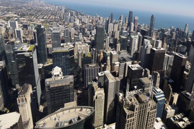 Chicago, Amerika Birleşik Devletleri - 04 Eylül 2023: Amerika Birleşik Devletleri 'ndeki Chicago siluetinin görüntüsü
