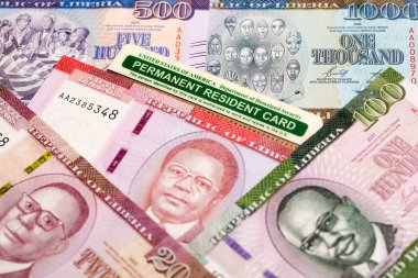 Liberya parasının Amerikan daimi ikamet kartı - dolar