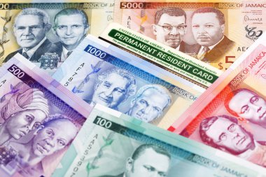 Jamaika parasında Amerikan daimi oturma kartı - dolar