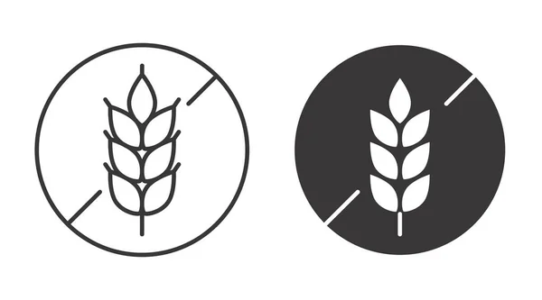 Glütensiz Ikonlar Düzenlenebilir Felç Gıda Alerjisi Diyeti Buğday Sembolü Vektör — Stok Vektör