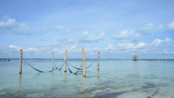 Horisontell Video Hängmatta Karibiska Havet Isla Mujeres Mexiko — Stockvideo