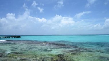 Panoramic view of Caribbean sea lagoon. Real-time video, Isla Mujeres, Mexico