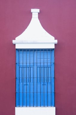 Traditional light blue window in a Mexican farm