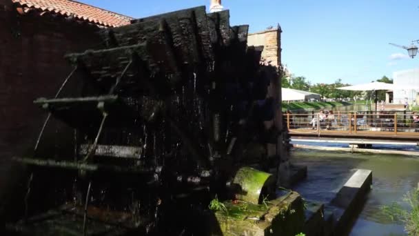 Czas Upływa Bardzo Starego Młyna Wodnego Rzece Centrum Miasta Dolo — Wideo stockowe