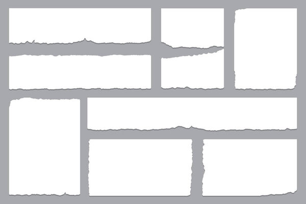 White torn paper rip pieces of sheet edge