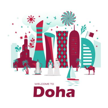Doha - Qatar Landmark Buildings skyline