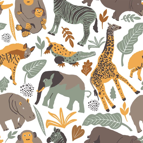Ilustração Vetorial Safári Selvagem Bonito Animais Africanos — Vetor de Stock