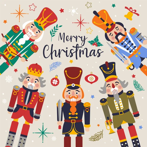 Рождественские Щелкунчики Векторная Иллюстрация Свете — стоковый вектор