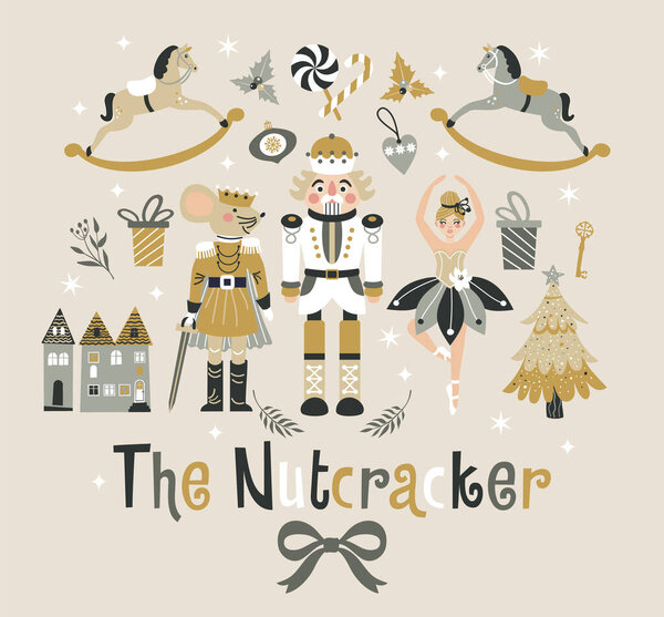 Christmas Nutcrackers Vector Illustration on Light Background