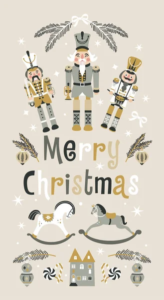 Christmas Nutcrackers Vector Illustration Light Background Royalty Free Stock Illustrations