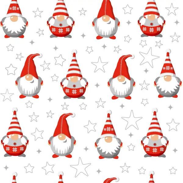 Вектор Різдвяні Гномів Ілюстрації Швів Візерунок Колекція Gnome Ліцензійні Стокові Вектори