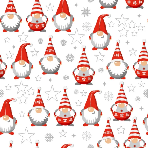 Vector Christmas Gnomes Illustration Sömmar Mönster Kupolsamling Vektorgrafik