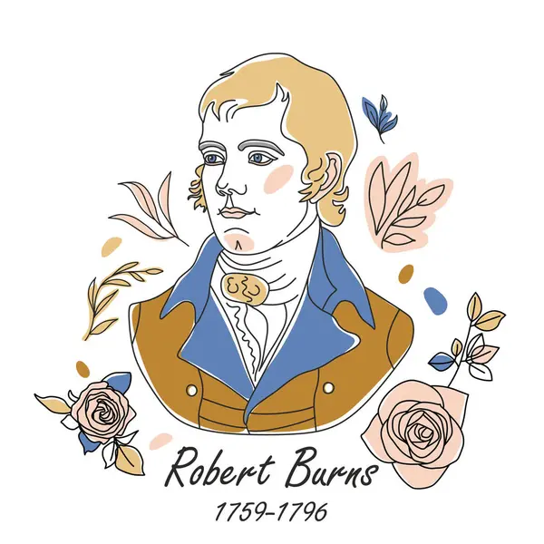 Robert Égeti Éjszakai Ikon Vonal Elemét Vektor Illusztrációja Robbie Burns Stock Illusztrációk