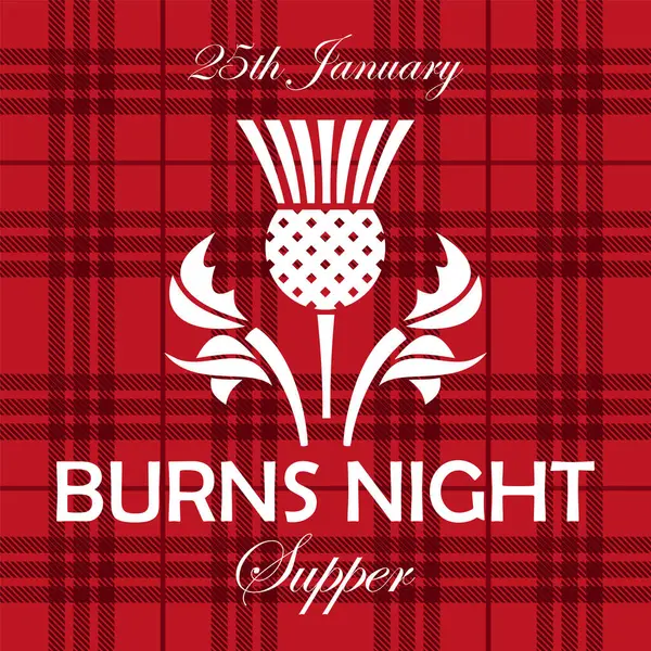 Burns Night Supper Card Thistle Tartan Background Stock Vector