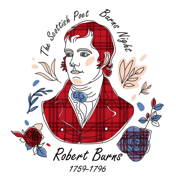 Robert Burns Night Icon Line Element Vector Illustration Robbie Burns Stock Vector